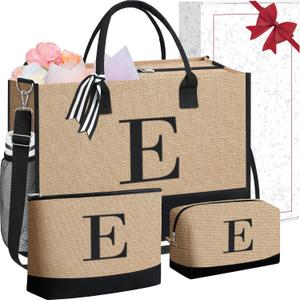 BAGAIL Initial Tote Bag, Personalized Birthday Gifts for Women, Teacher, Friends, Mom, Wedding, Monogrammed Beach Bag