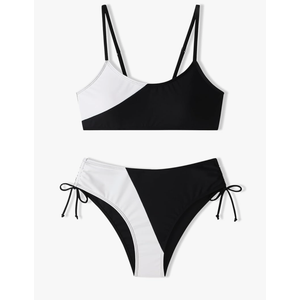 Girls Swimsuits Bikini Set 2 Pieces Color Block Bikini with Adjustable Shoulder Strap Girls Bathing Suit 9-10 Y