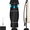 FIOBEE Patio Umbrella Cover for 7ft to 11ft Cantilevers Offset Umbrella or Market Umbrella 600D Waterproof Outdoor Parasol Cover with Rod Patio Furniture Covers, Black