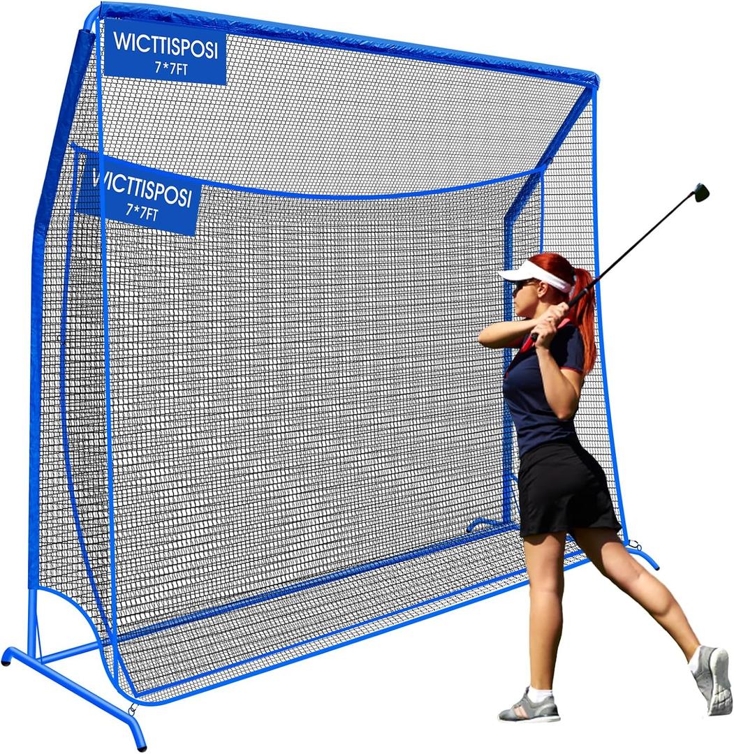 7x7ft Golf Net w/Extra Striking Net, Heavy Duty Golf Hitting Practice Net