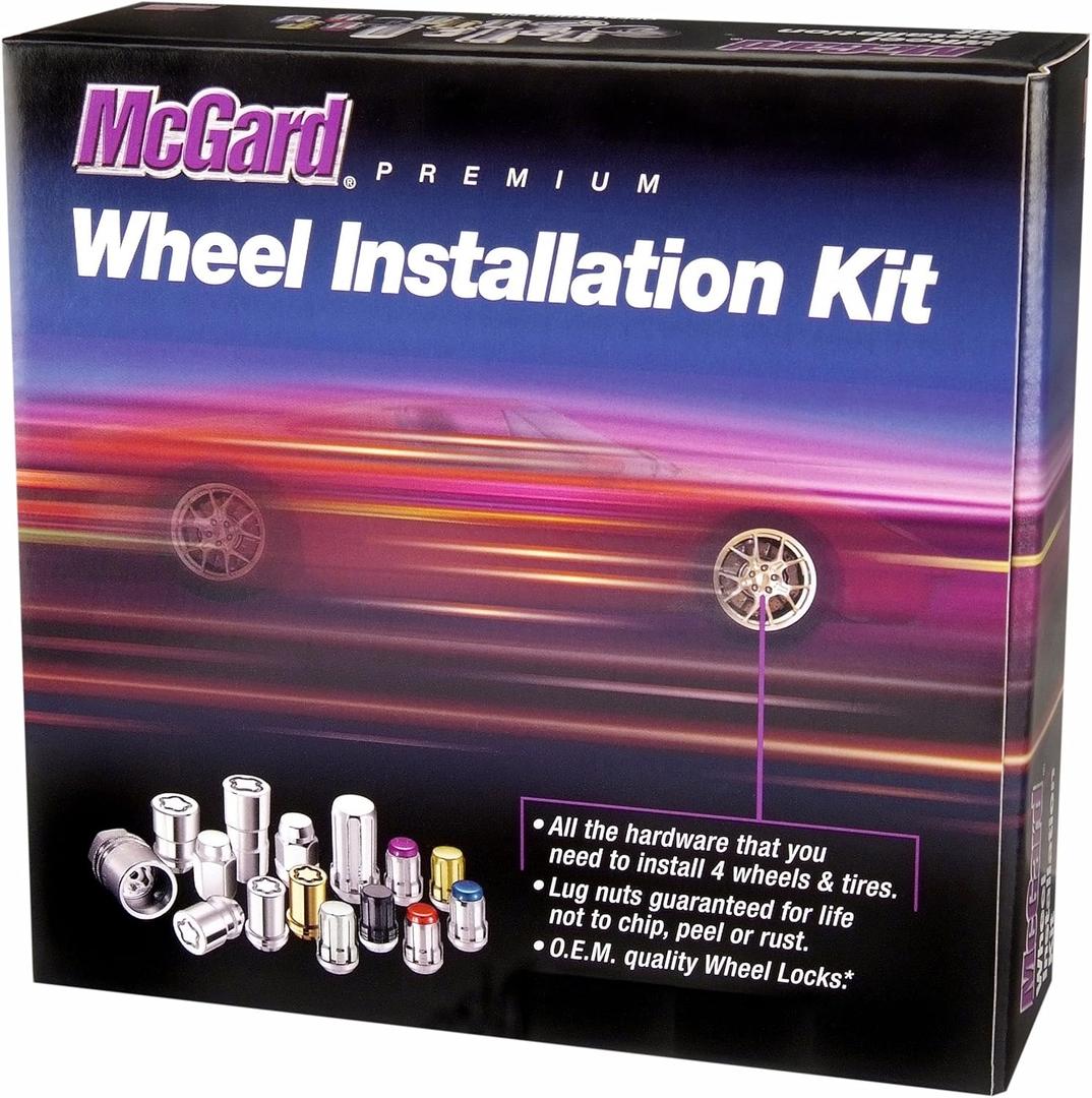 McGard 84838 Chrome (M14 x 1.5 Thread Size) Cone Seat Style Wheel Installation Kit for 8-Lug Vehicle
