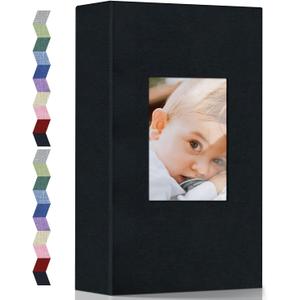 Popotop Photo Album 4x6-300 Photos Linen Cover Photo Books with 300 Horizontal Pockets,Slip-in Picture Albums for Family Wedding Anniversary Baby Vacation Pictures (Black)