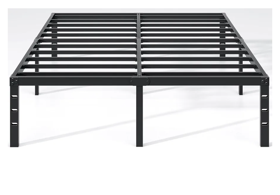 Metal Bed Frame,Full Size Bed Frame with Storage Space,Heavy Duty Sturdy Mattress Foundation,Easy Assembly,No Box Spring Needed, Black,14 Inch,Full