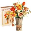 QARULUS Roses Flower Bouquet Building Set,868 Pcs Artificial Flower Kit,Plant Bonsai Tree Building Blocks,Valentine's Birthday Botanical Collection Gift for Women Wife Girlfriend Adults Friends