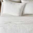 EVERGRACEHOME 100% Cotton Modern Lines Quilt Set King Size, Pre-Washed Soft Striped Coverlet Bedspread, 3 Piece Lightweight Bedding Set for All Season, with 2 Pillow Shams, Bright White