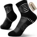 IRAMY Ankle Compression Socks for Women Men Plantar Fasciitis Relief 3/5 Pairs Cushioned Athletic Running Socks (Medium, Black(3 Packs))