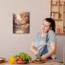 AEHIE Vintage Fall Lake Wall Art Decor, Rustic Fall Farmhouse Framed Canvas Wall Art, Autumn Forest Trees Landscape Decorations for Home Bedroom Living Room11x14