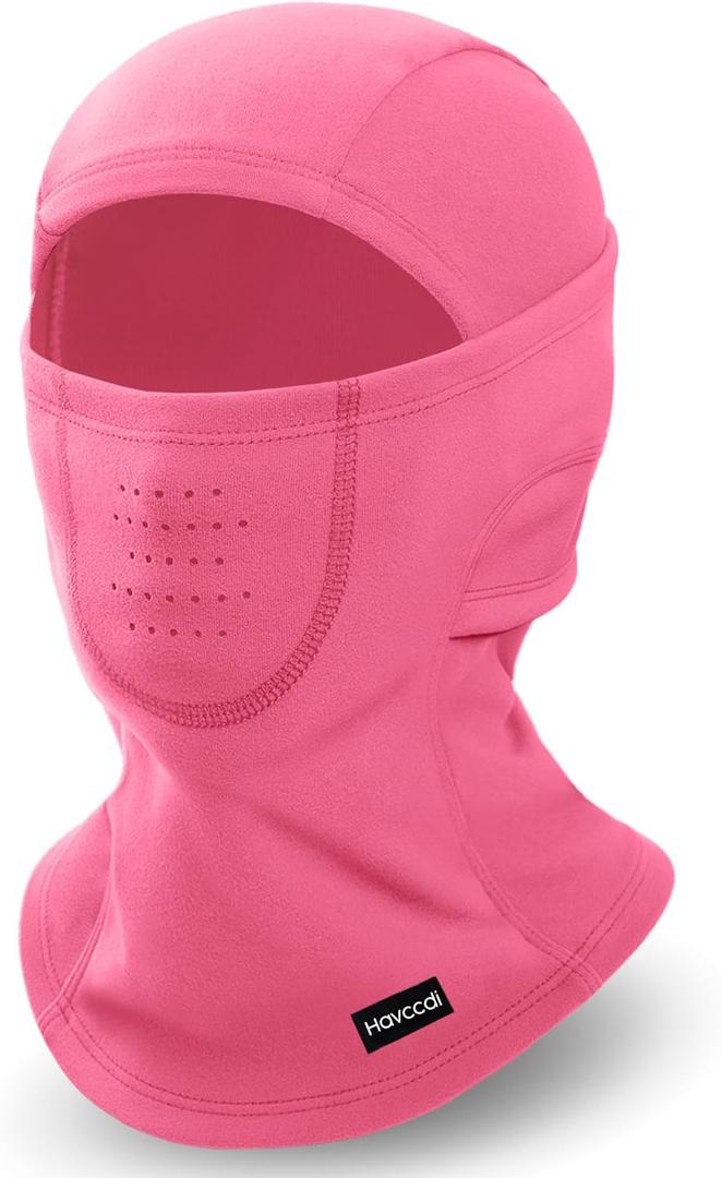 Breathable Kids Balaclava Ski Mask, Winter Warm Face Mask for Boys Girls Fleece Neck Warmer for Cold Weather (Rose Pink)