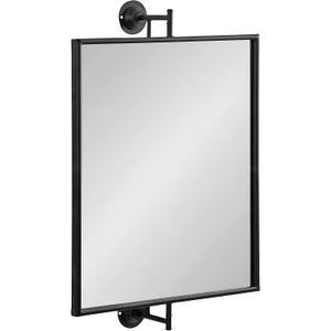 Kate and Laurel Darbridge Farmhouse Rectangle Pivot Mirror; 20 x 31; Black; Vintage Adjustable Rectangular Bathroom Wall Mirror for Use Horizontally or Vertically