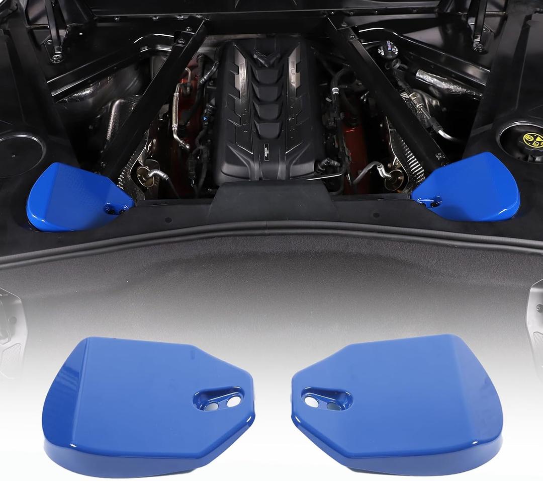 Rear Strut Tower Covers Compatible with Chevrolet Corvette C8 2020-2023, ABS Plastic Engine Bay Shock Protection Panel Cover Trim, 2pcs C8 Accessories (Blue color)