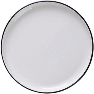 18 Piece Plastic Plates White with Black Edge Dinner Plate Ceramic Kitchen Tray Food Dishes Rice Salad Noodles Bowl Soup Kitchen Cook Tool