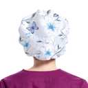 Bouffant Caps Shower Cap with Button and Sweatband, Adjustable Scrub Caps for Women Men 