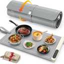 FYY Food Warming Mat - Electric Warming Tray with 6 Temperature Settings and 6 Hours Timer, Full Surface Graphene Heating Food Warmer, Premium Rollable Heating Tray for Gatherings, Parties, Grey (X Large Size: 24"x15", Gray)