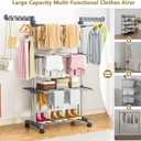 Upgraded 4-Tier Clothes Drying Rack, Drying Rack Clothing with Wheels, 19.68"D x 29.92"W x 67.70"H