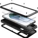 Marrkey for Galaxy S21 Case,Full Body Protective Cover Heavy Duty Shockproof Tough Armour Aluminum Alloy Metal Case with Silicone Built-in Screen Protector for Samsung Galaxy S21 6.2" - Black