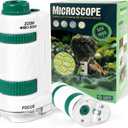 Kids Microscope, SETFLAGS Pocket Microscope for Kids, 60x-180x Zoom Miniscope Portable Little Scientist Handheld Mini Scope Educational Science Kit STEM & Science Toy, Interactive Learning, Ages 6+ (Green)