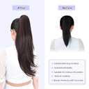 ponytail extension,24" claw clip hair extensions ponytail Long straight Hair Extension Natural Looking Synthetic Hairpiece for Women Dark Brown