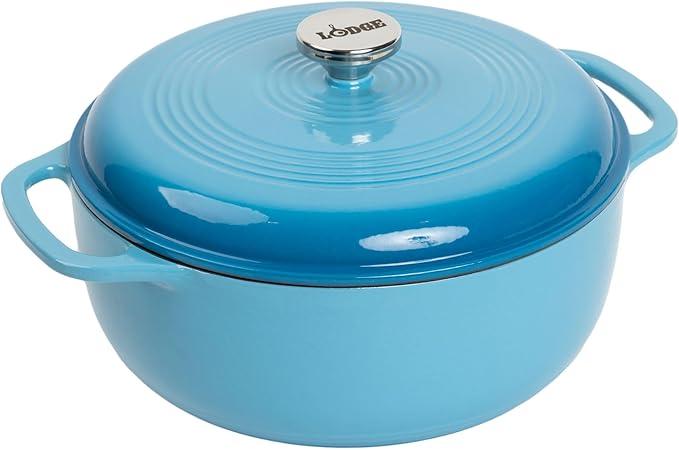 Lodge Essential Enamel Cast Iron Dutch Oven - Perfect for Bread Baking, Braising, Marinating & Slow Cooking - Features Moisture-Sealing Lid & Dual Handles - Kitchen Essentials - 6 Quarts - Desert Sage