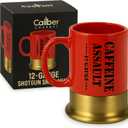 Caliber Gourmet 12-Gauge Shotgun Shell Mug  Bold Red Ceramic Gun Coffee Mug | Unique Gift For Hunters, Gun Enthusiasts & Collectors  Shotgun Shell Cup for Birthdays, Father's Day, Christmas & More