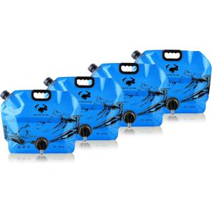 Water Jug Camping 2.1 Gallon Collapsible with Spigot, BPA Free Portable Water Pouch Foldable Water Bags for Outdoor Hiking, Travel and Emergency & Water Storage Containers (Blue-4Pcs)