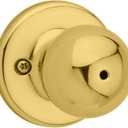 Kwikset Polo Interior Privacy Door Knob with Lock, Door Handle For Bathroom and Bedroom, Polished Brass Keyless Turn Lock Doorknob