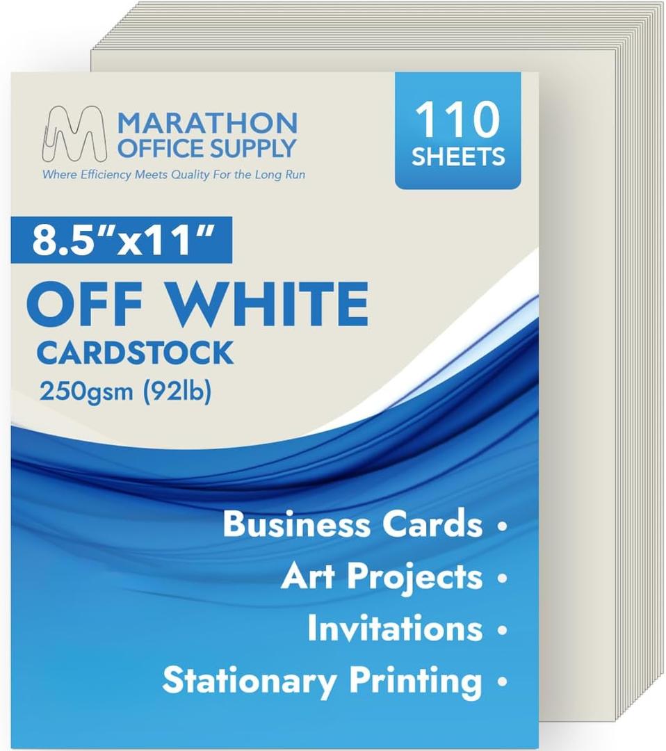 MOS Off-White Cardstock Paper 8.5 x 11 Inch (110 Sheets)  Heavyweight Cream Card Stock for Invitations, Menus, Certificates, Crafting, Business, Printer Compatible