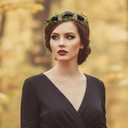 Black Flower Crown Headband, Fairy Dark Floral Headpiece with Gold Leaf, Woodland Elf Gothic Flower Headband for Women Girls Renaissance Renfaire Fantasy Cosplay Party Hair Accessories