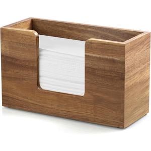 Paper Towel Dispenser Countertop, Acacia Wood Bathroom Paper Towel Holder, Napkin Holder for Kitchen, Multifold C-Fold, Z-Fold, Trifold for Bathroom Toilet Home