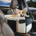 Dog Car Seat for Small Dogs Adjustable Portable Center Console Dog Car Seat Removable Cat Booster Cars Seats - Safety Belt with Cushion Anti-Collapse for Puppy Kitten Up to 15 Lb