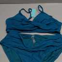 Aqua Eve Women Bikini Set - Two Piece Swimsuit Mid Rise Bathing Suit Push Up Bikini (Medium, Dark Teal)