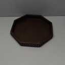 Hrastany Retro Brown Octagonal Wood Decorative Tray, Small Farmhouse Wooden Serving Tray with Beads, Versatile Coffee Table Tray for Kitchen Counter, Ottoman, Living Room