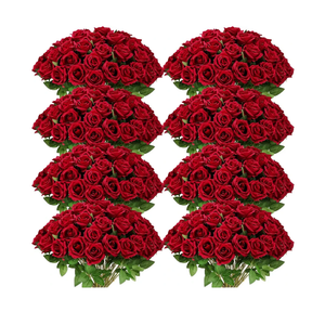 Hotop 120 Pcs Roses Artificial Flowers in Bulk,Long Stem Artificial Flower Bouquet,Silk Real Touch Fake Rose for Wedding Party Table Centerpieces Decor Valentines Gifts(Wine Red)