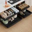 PAKETA 4 Pack Expandable Pull Out Cabinet Organizer, 21'' Deep Pull Out Drawers for Cabinets, Upgrade 3 Slide Rails Sliding Drawers for Cabinet with Adhesive Nano Film (Black, 21"D X 15-26"W