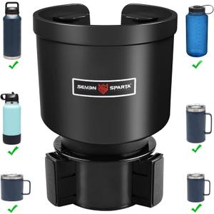 Upgraded Car Cup Holder Expander Adapter with Offset Adjustable Base, Compatible with Yeti 14/24/36/46oz Ramblers, Hydro Flasks 32/40oz, Other Large Bottles Mugs in 3.5"-4.0", 1 Pack (Black)