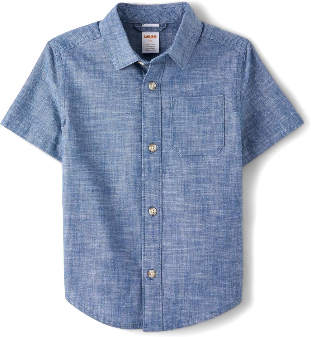 Gymboree,Boys,and Toddler Short Sleeve Button Up Shirt,Chambray, Size 10