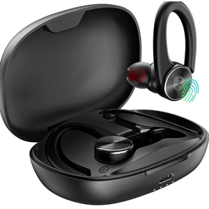 Wireless Earbuds Bluetooth Headphones 80Hrs Playtime Ear Buds IPX7 Waterproof Sports Earphones Wireless Charging Case Over-Ear Earhooks Headest -Black