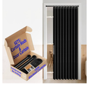 AJAZZ 100% Blackout Sliding Door Curtains for Doorways, Accordion Doors Magnetic Door Curtain for Bedroom Living Room Doorway Curtain Sets (1 Pack, 44 W x 78 L,Black+Rod)