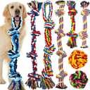 LosFong Large Dog Chew Toys for Aggressive Chewers, Indestructible Dog Rope Toys for Large Breeds, Heavy Duty 100% Cotton Dental Teeth Cleaning Tug of War Toy