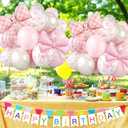 Bow Balloons,Light Baby Pink White Balloon with Bow Foil Balloon,for Women Birthday Party Bachelorette Bridal Engagement Coquette Theme Wedding Anniversary Supplies