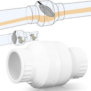 Geetery 1-1/2 Inch PVC Slip Swing Check Valve No Spring Back Flow Preventer Valve White No Return Silent Backflow for Backflow Prevention, Reduces Water Hammer Noise