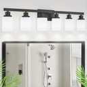 6-Light Black Vanity Lights, 38'' Modern Bathroom Vanity Lighting Fixtures for Mirror, Matte Bathroom Lighting Fixtures, Black Wall Sconces for Bedroom Living Room