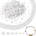 AHANDMAKER 925Pcs Freshwater Shell Beads 3 Size White Heishi Bead Puka Shells Beads Spacer Heishi Beads for Jewelry Making Bracelets Necklaces Chokers Anklets Keychains Earrings Pendants