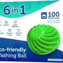 Eco-Friendly Laundry Ball - 100 Washes, 6-in-1 Detergent Alternative - Hypoallergenic, Protects Fabrics & Colors - Includes 2 Refills, Safe for Sensitive Skin & Babies - Economical & Chlorine-Free