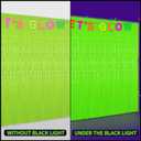 Glow in The Dark Tinsel Curtains 2 Pack - 3.3x6.6ft UV Reactive Fluorescent Party Backdrop for Neon, Birthday, Pride Decorations, Pre-Taped, Lightweight Waterproof (Green)