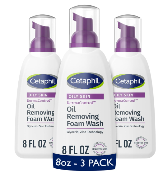 Cetaphil Pro Oil Removing Foam Wash, Foaming Facial Cleanser, Fragrance Free Formula Suitable for Sensitive Skin, 8 Fluid Ounce (Pack of 3)