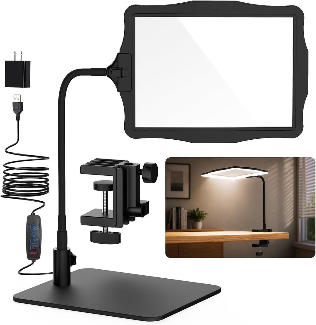5X Full Page Magnifying Glass with Light and Stand for Reading