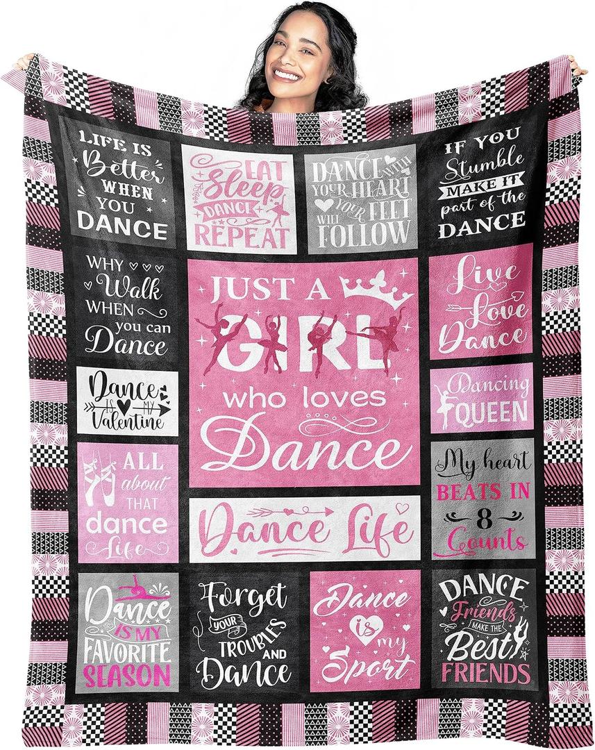 Dance Gifts Blanket 60"x50", Dance Recital/Dancer/Ballet/Ballerina Gifts for Girls Teens Her Teacher, Gift for Dancers, Dancing Stuff/Accessories, Dancing Soft Throw Blanket