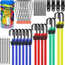 ELEAD 33 Piece Premium Bungee Cords Assortment Jar, Includes 10", 18", 24", 32", 40" Bungee Cord with Hooks, 6" Nylon Cable Ties, 8" Canopy Tarp Ball Ties and Tarp Clips