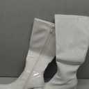 DREAM PAIRS Women's Gogo Boots Square Toe Chunky Wide Calf Knee High Boots For Women (7.5, White/Patent/Pu)