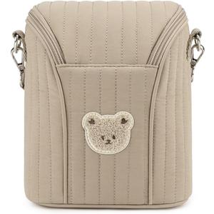 MOMIGO Insulated Breastmilk Cooler Bag - Cute Bear Reusable Milk Bottle Bag Kids Snack Bag Baby Pacifier Pack For Diaper Bag Baby Stroller (Brown)